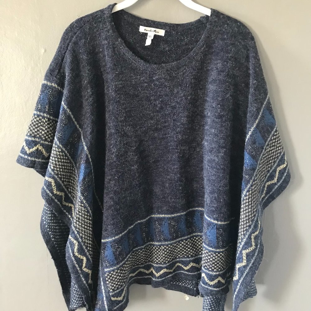 Dark Blue Poncho Sweater